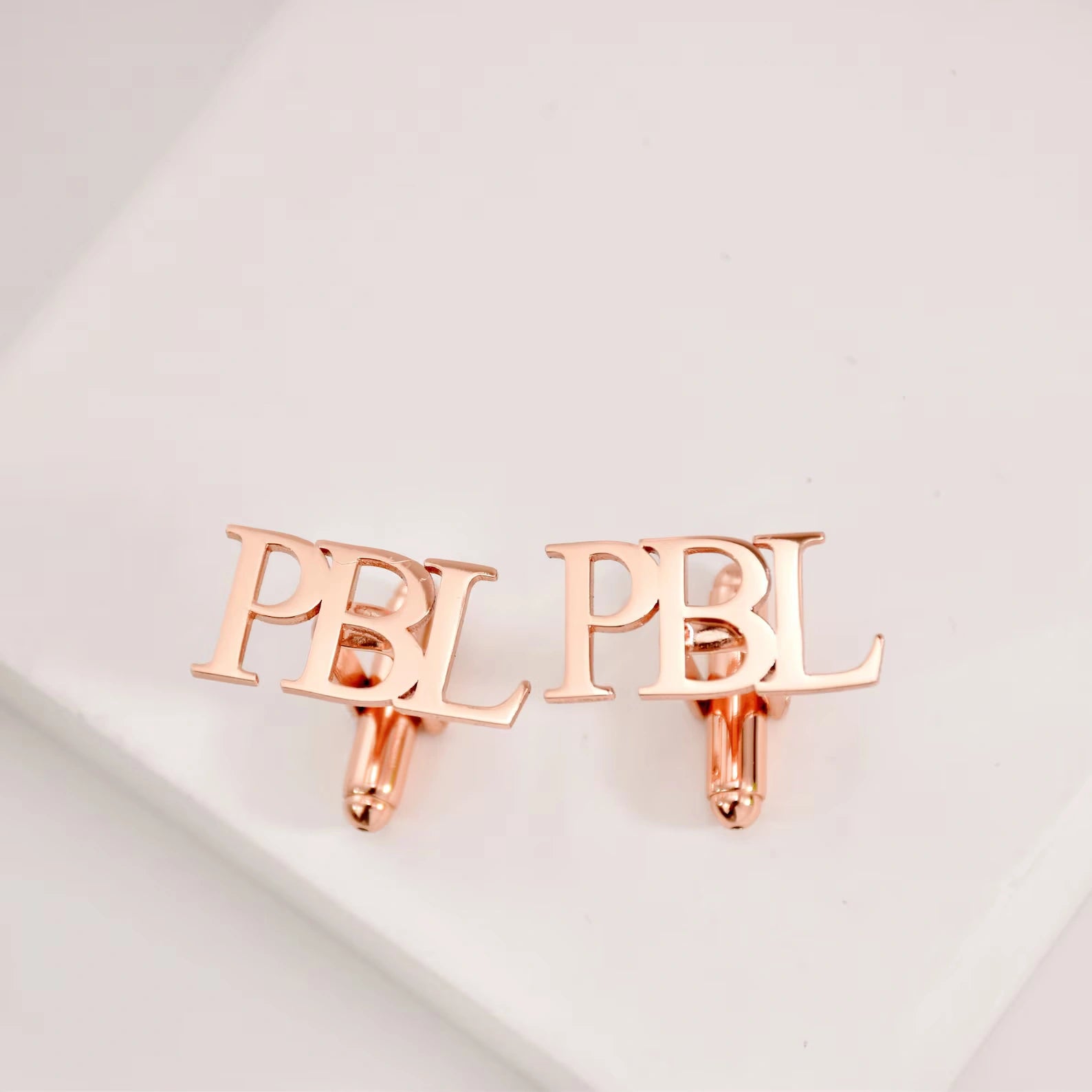 3-Letter Block Initial Name Cufflinks – Personalized Brass Men’s Jewelry