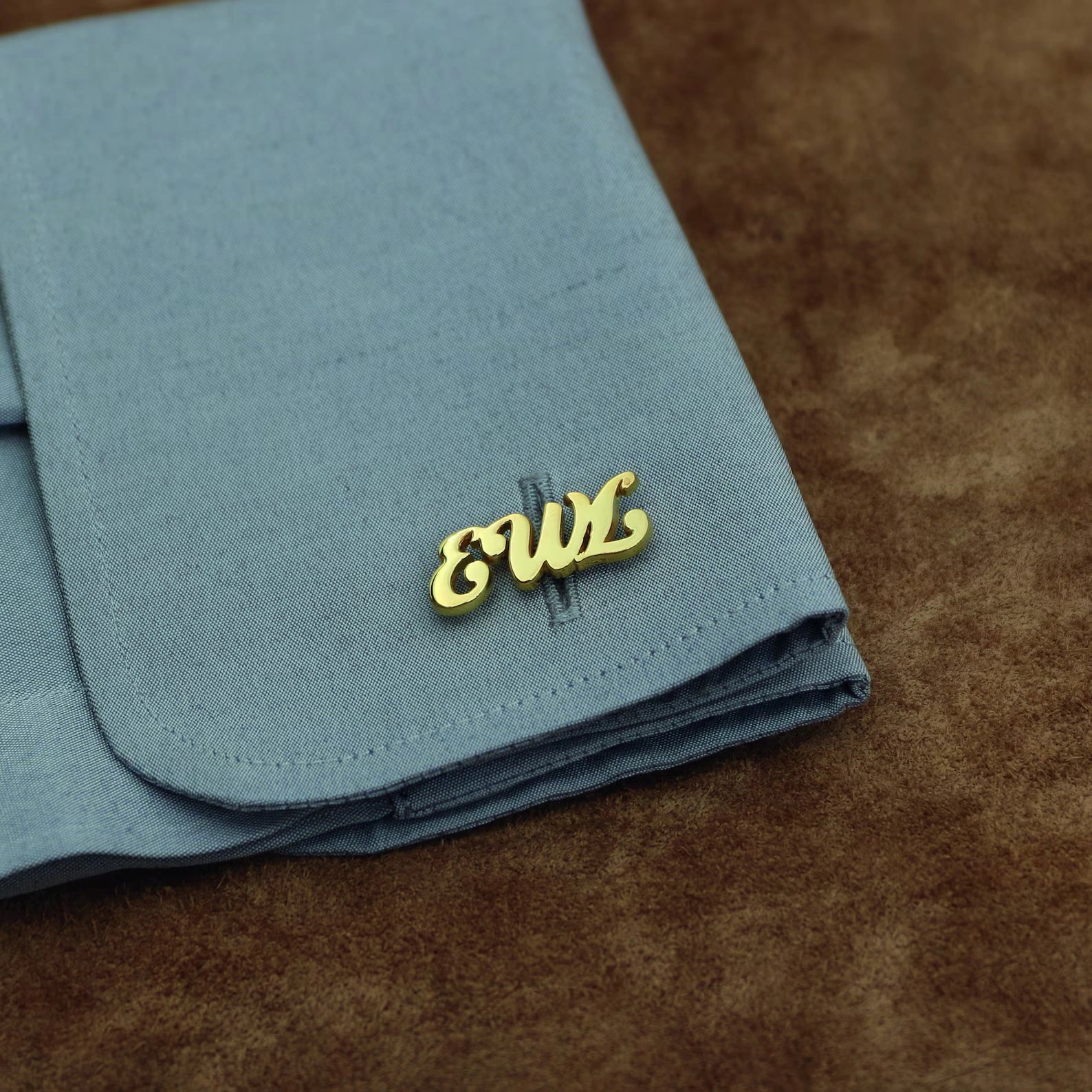 Personalized 3-Letter Signature Font Cufflinks - Custom Brass Monogram Jewelry