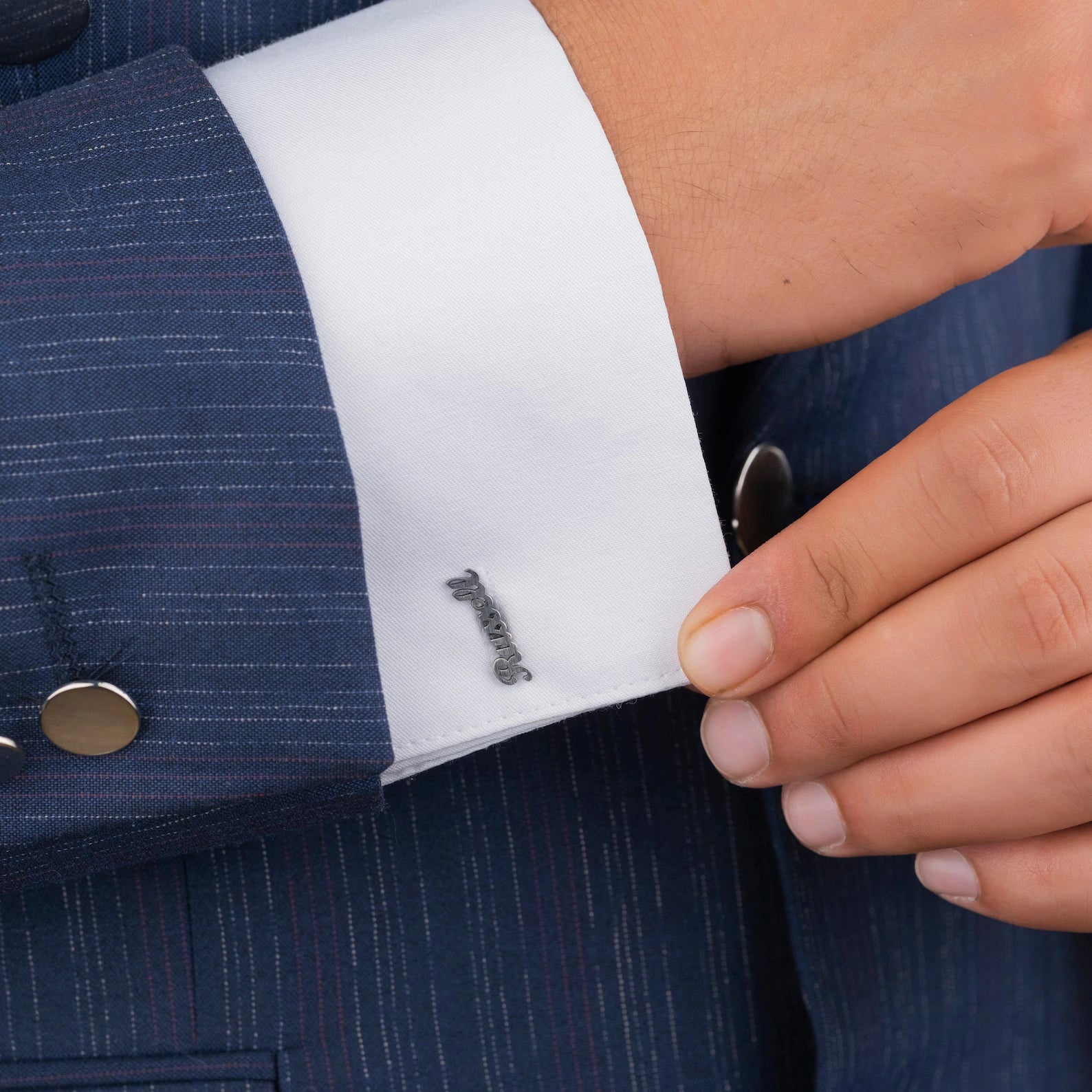 Personalized Full Name Cufflinks for Men – Handcrafted Brass Monogram Jewelry – Luxury Gift for Groom & Weddings