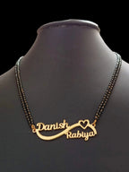 Personalized Couple Name Heart Mangalsutra – Custom Gold Plated Pendant