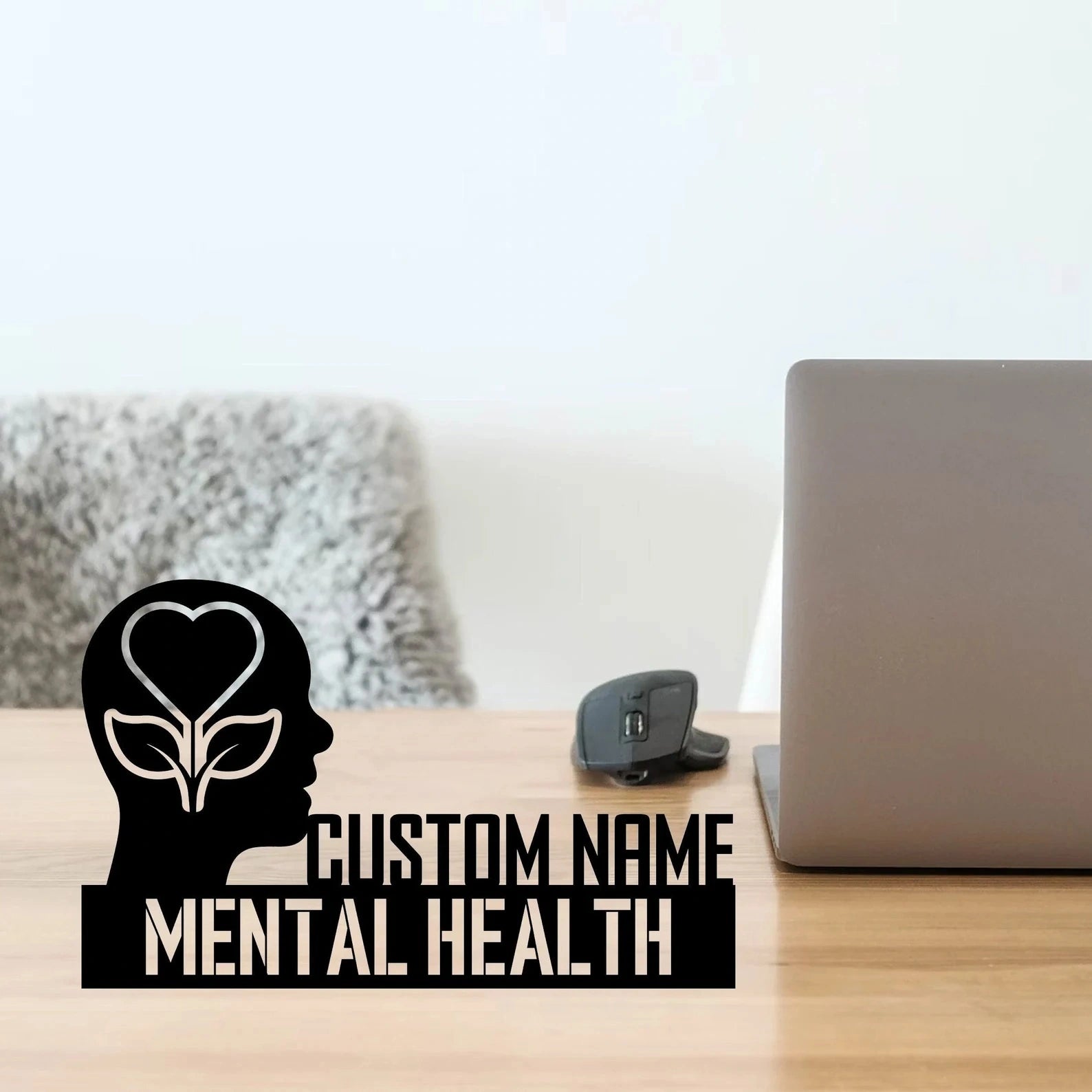 Personalized Mental Health Professional Desk Name Plate - Custom Stainless Steel Therapist Table Sign - Psychologist & Counselor Office Decor