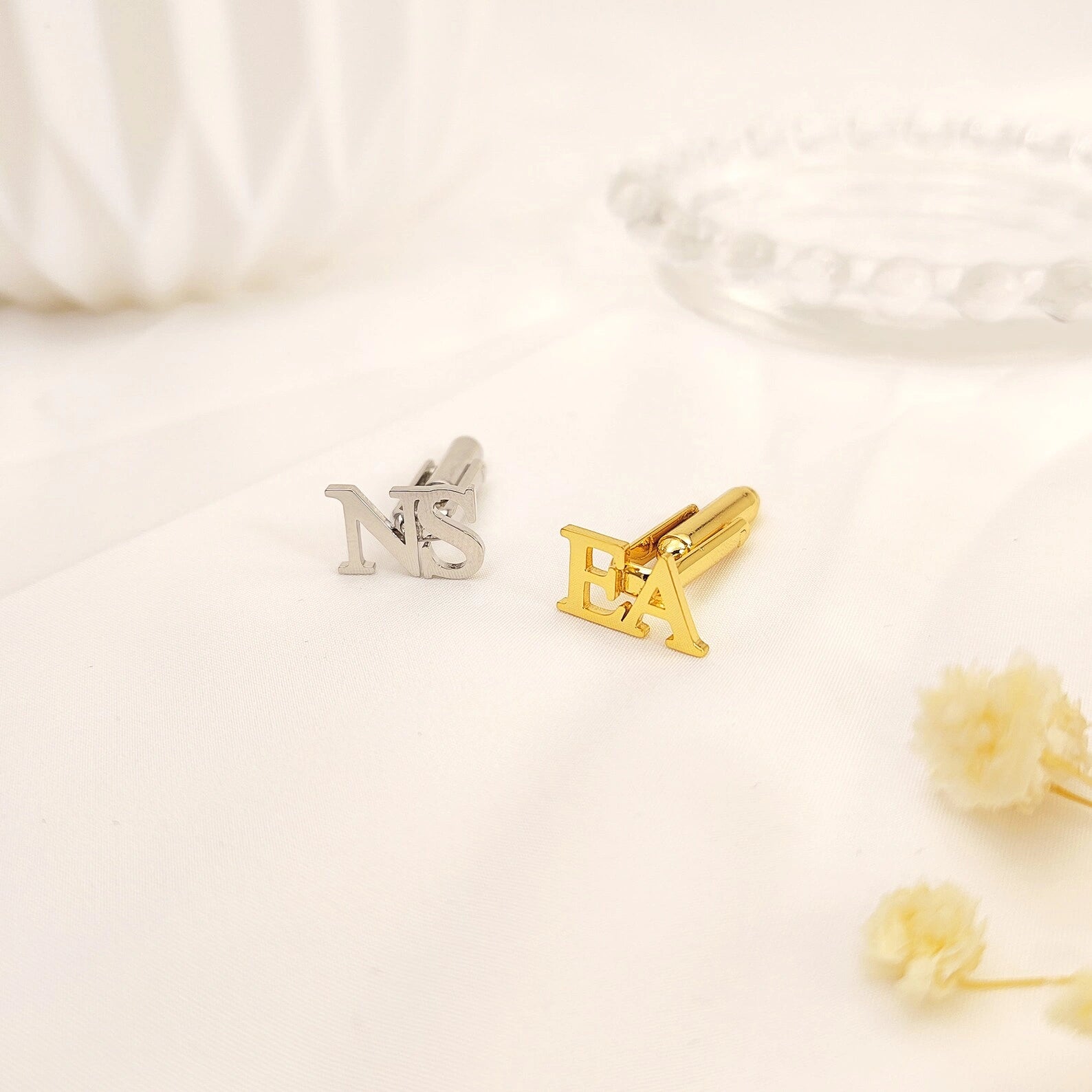 Custom Initial Name Cufflinks – Personalized Handcrafted Monogram Jewelry for Men, Groom Accessories