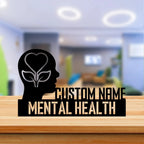 Personalized Mental Health Professional Desk Name Plate - Custom Stainless Steel Therapist Table Sign - Psychologist & Counselor Office Decor