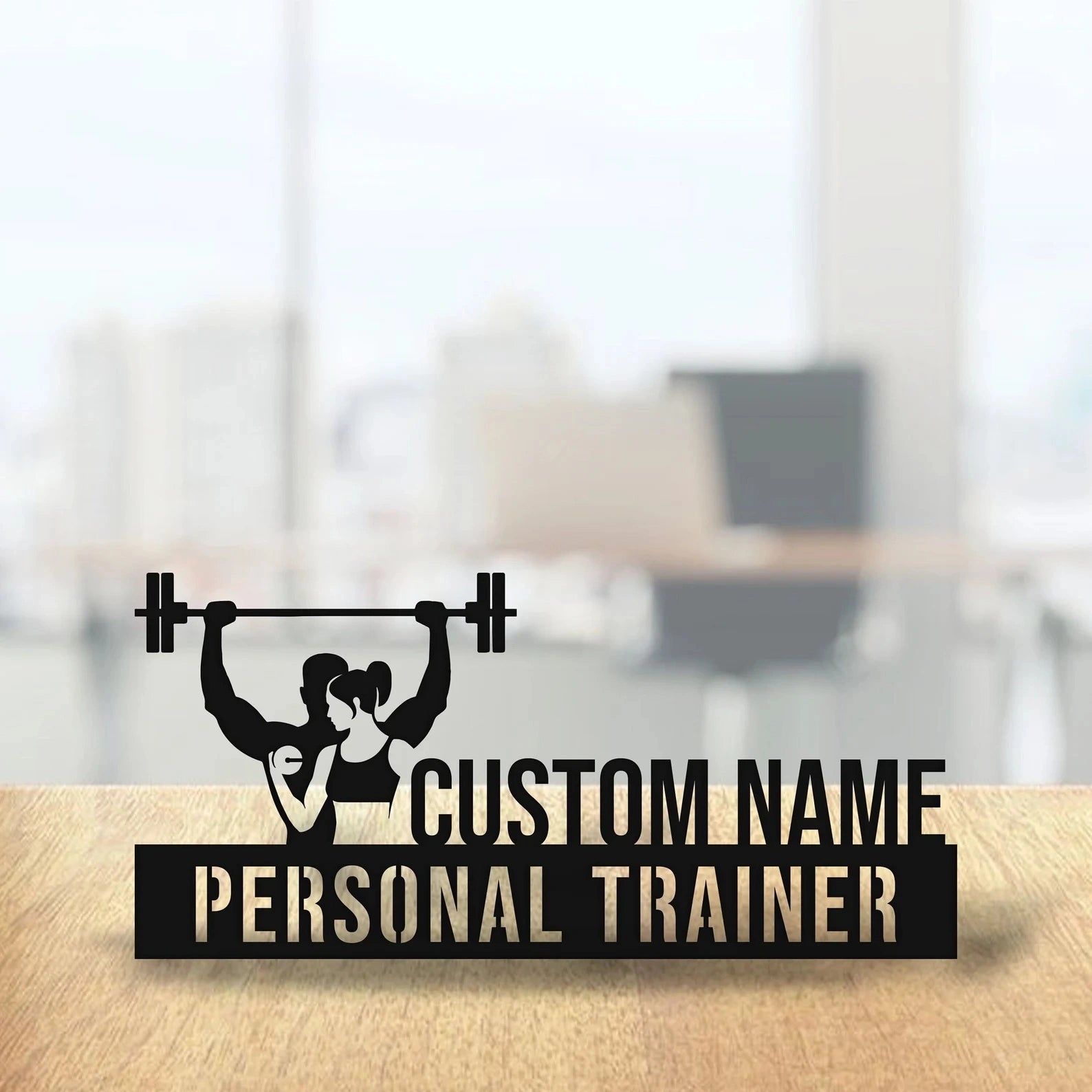 Personalized Personal Trainer Desk Name Plate - Custom Fitness Coach Stainless Steel Table Sign - Gym & Strength Coach Office Decor