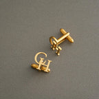 Personalized Initial Monogram Cufflinks for Men - Custom Brass Name Alphabet Suit Accessories