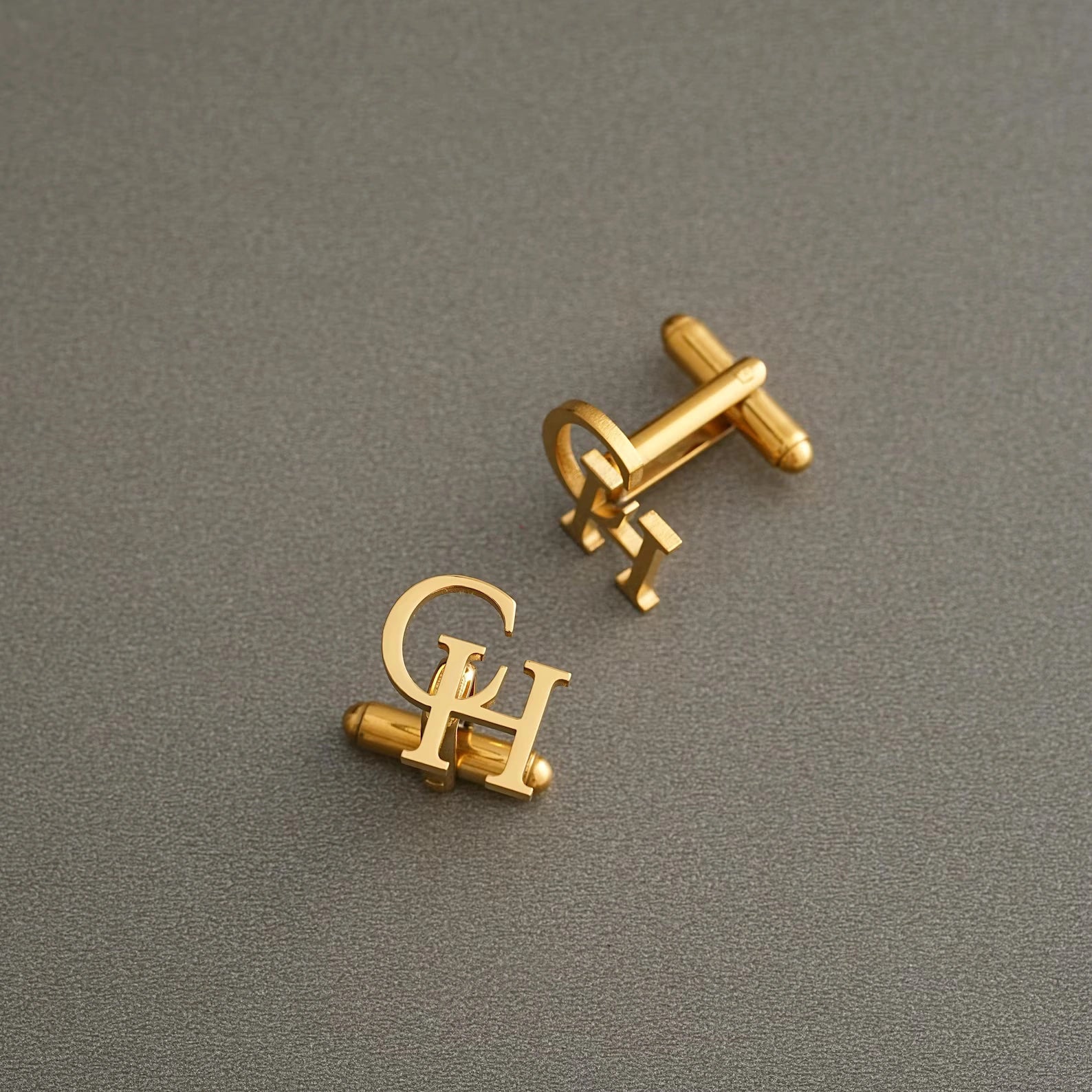 Personalized Initial Monogram Cufflinks for Men - Custom Brass Name Alphabet Suit Accessories