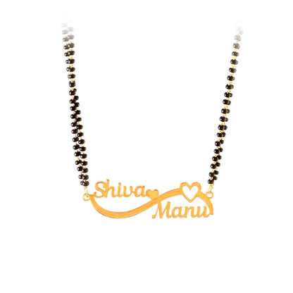 Personalized Couple Name Heart Mangalsutra – Custom Gold Plated Pendant
