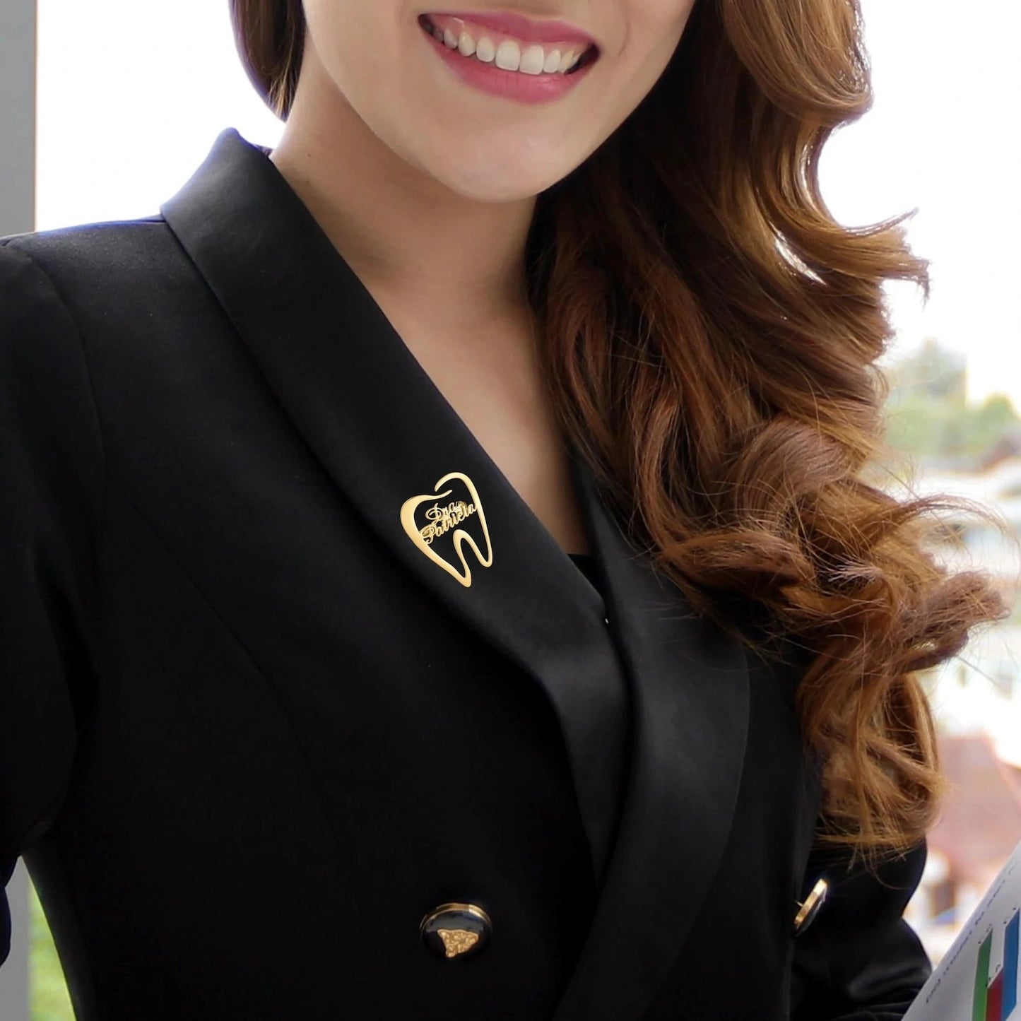 Personalized Tooth Name Brooch – Custom Dental Professional Lapel Pin