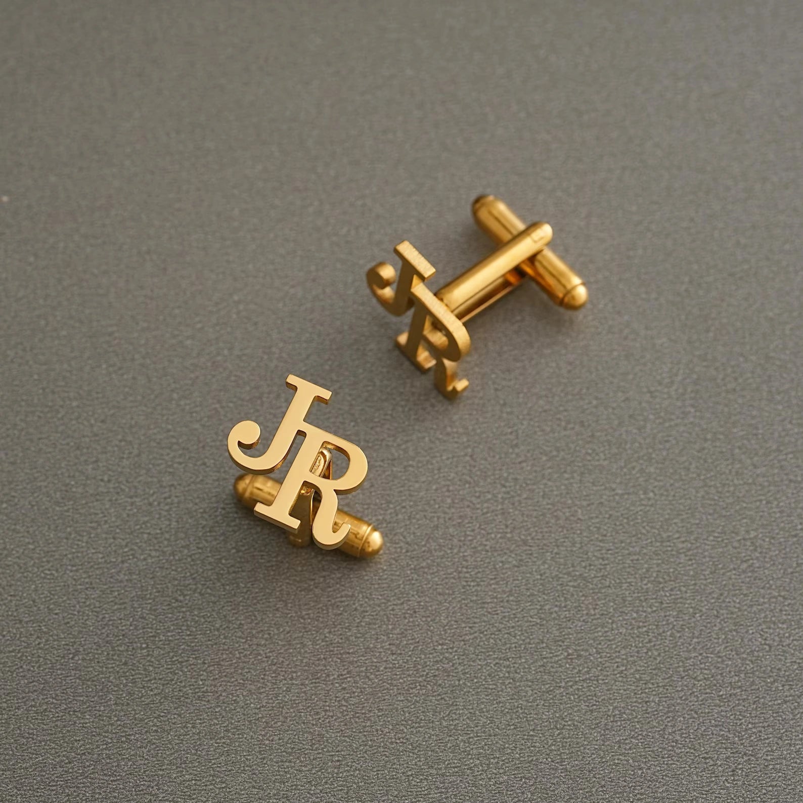 Personalized Joint Initial Name Cufflinks - Custom Brass Monogram Jewelry for Men