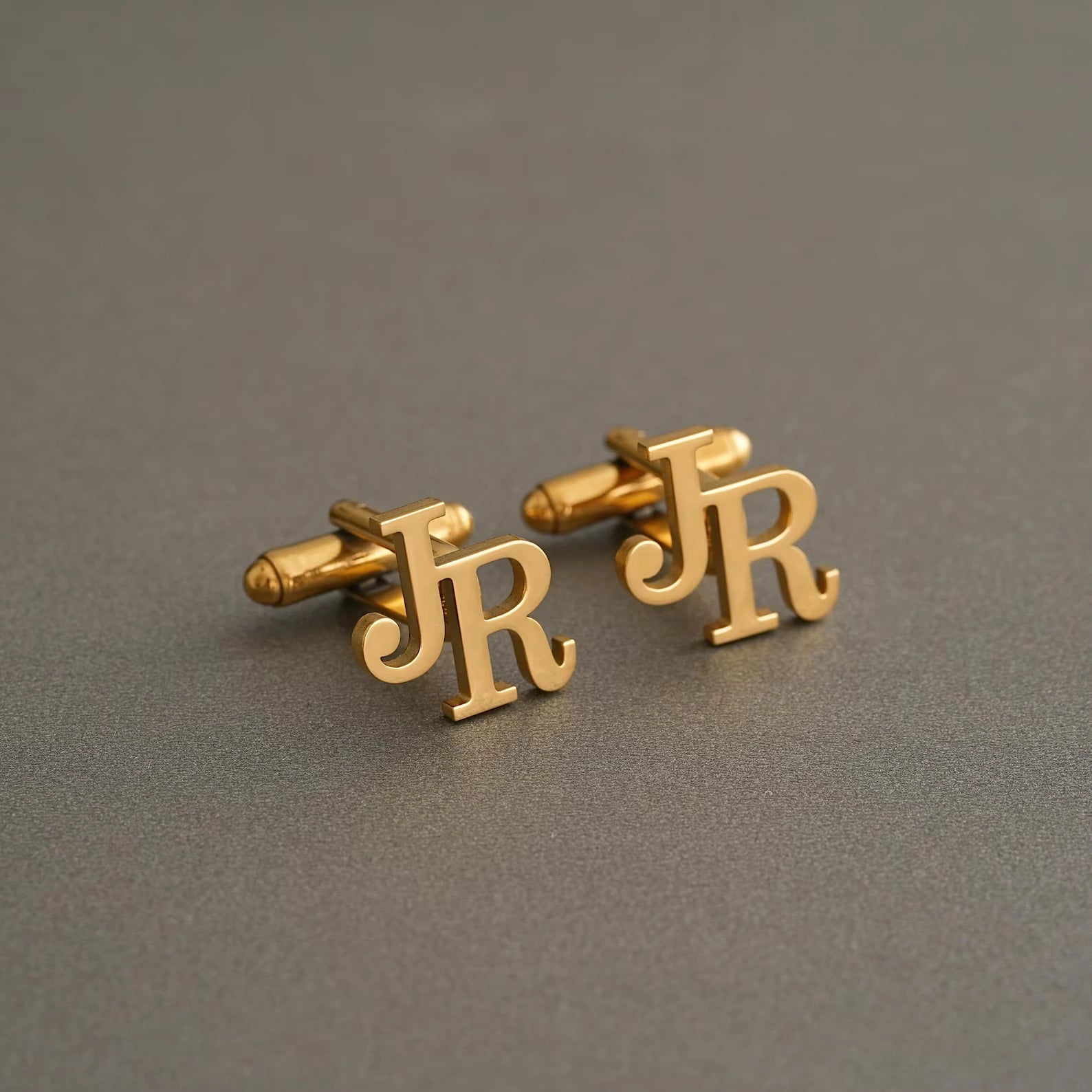 Personalized Joint Initial Name Cufflinks - Custom Brass Monogram Jewelry for Men