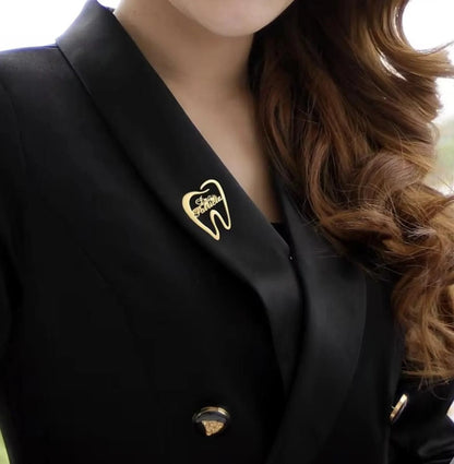 Custom Tooth Name Brooch Pin for Dentists, Doctors,& Nurses Gift