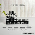 Custom General Manager Name Plate - Personalized Stainless Steel Automobile Dealer Desk Sign, Mechanic Office Decor