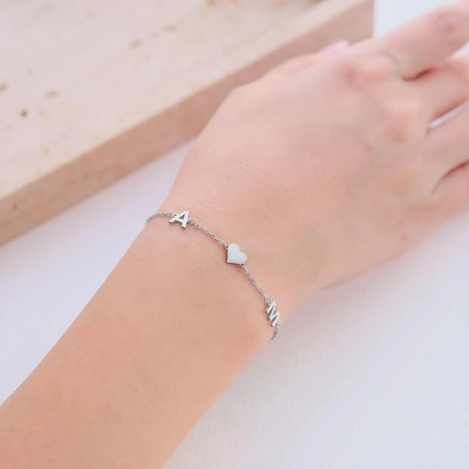 Personalised Two Initials Couple Chain Bracelet for Women & Girls | Custom Double Alphabet Letter Bracelet with Heart | Stainless Steel Gold Plated Jewellery Gift for Her