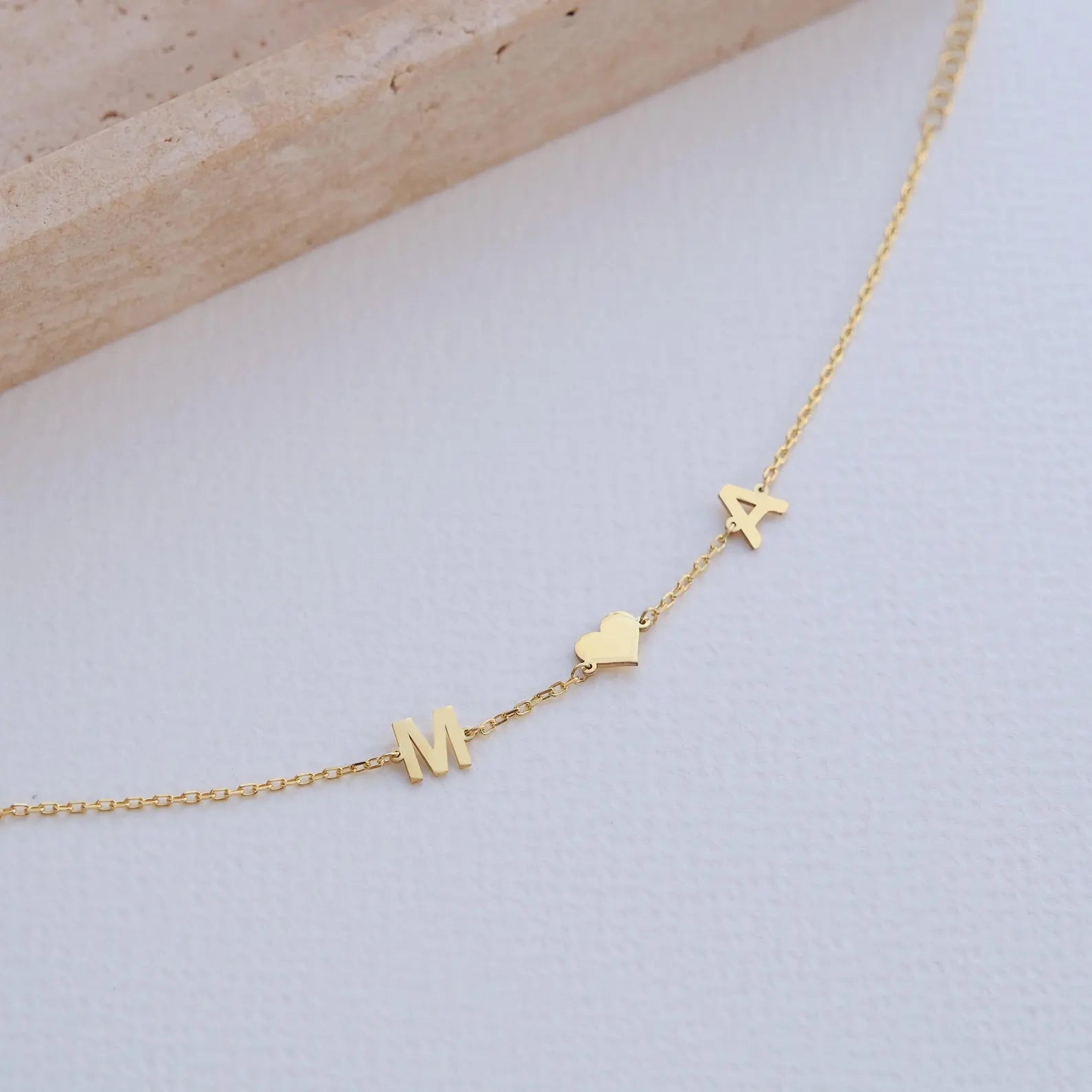 Personalised Two Initials Couple Chain Bracelet for Women & Girls | Custom Double Alphabet Letter Bracelet with Heart | Stainless Steel Gold Plated Jewellery Gift for Her