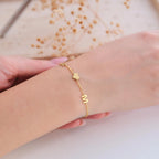 Personalised Two Initials Couple Chain Bracelet for Women & Girls | Custom Double Alphabet Letter Bracelet with Heart | Stainless Steel Gold Plated Jewellery Gift for Her