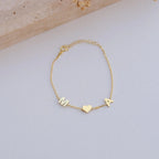 Personalised Two Initials Couple Chain Bracelet for Women & Girls | Custom Double Alphabet Letter Bracelet with Heart | Stainless Steel Gold Plated Jewellery Gift for Her