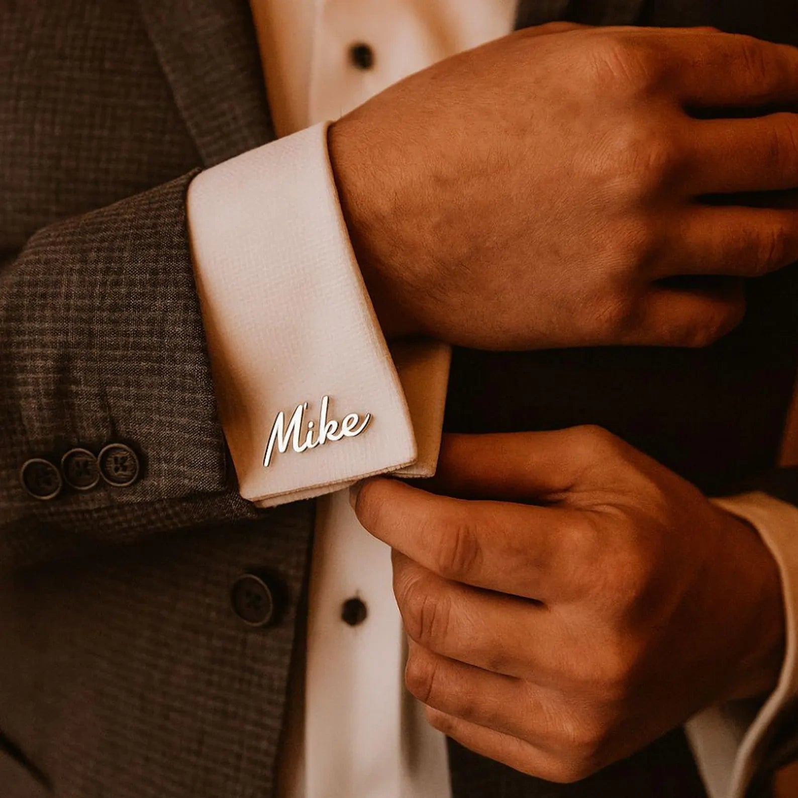 Custom Handcrafted Name Cufflinks for Men – Personalized Script & Monogram Jewelry for Grooms & Weddings