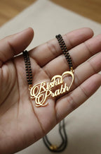 Personalized Couple Name Heart Mangalsutra – Custom Gold Plated Pendant