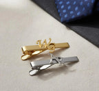 Personalized Initials Name Tie Pin for Men | Custom Brass Tie Bar with Cut-out Letters