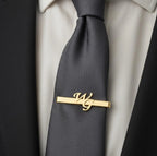 Personalized Initials Name Tie Pin for Men | Custom Brass Tie Bar with Cut-out Letters