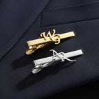 Personalized Initials Name Tie Pin for Men | Custom Brass Tie Bar with Cut-out Letters