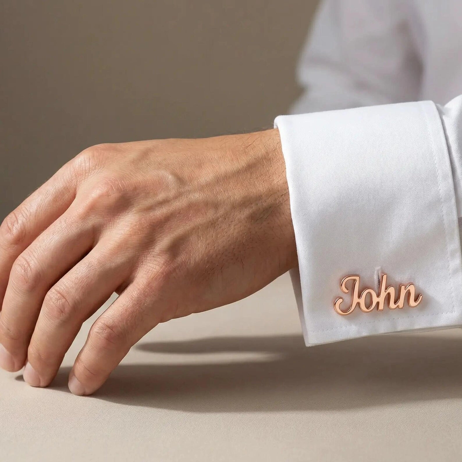 Personalized Name Cufflinks for Men – Script Initial Cufflinks – Perfect Wedding & Groom Gift
