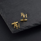 Personalized Double Initial Block Name Cufflinks - Custom Brass Monogram Men's Jewelry