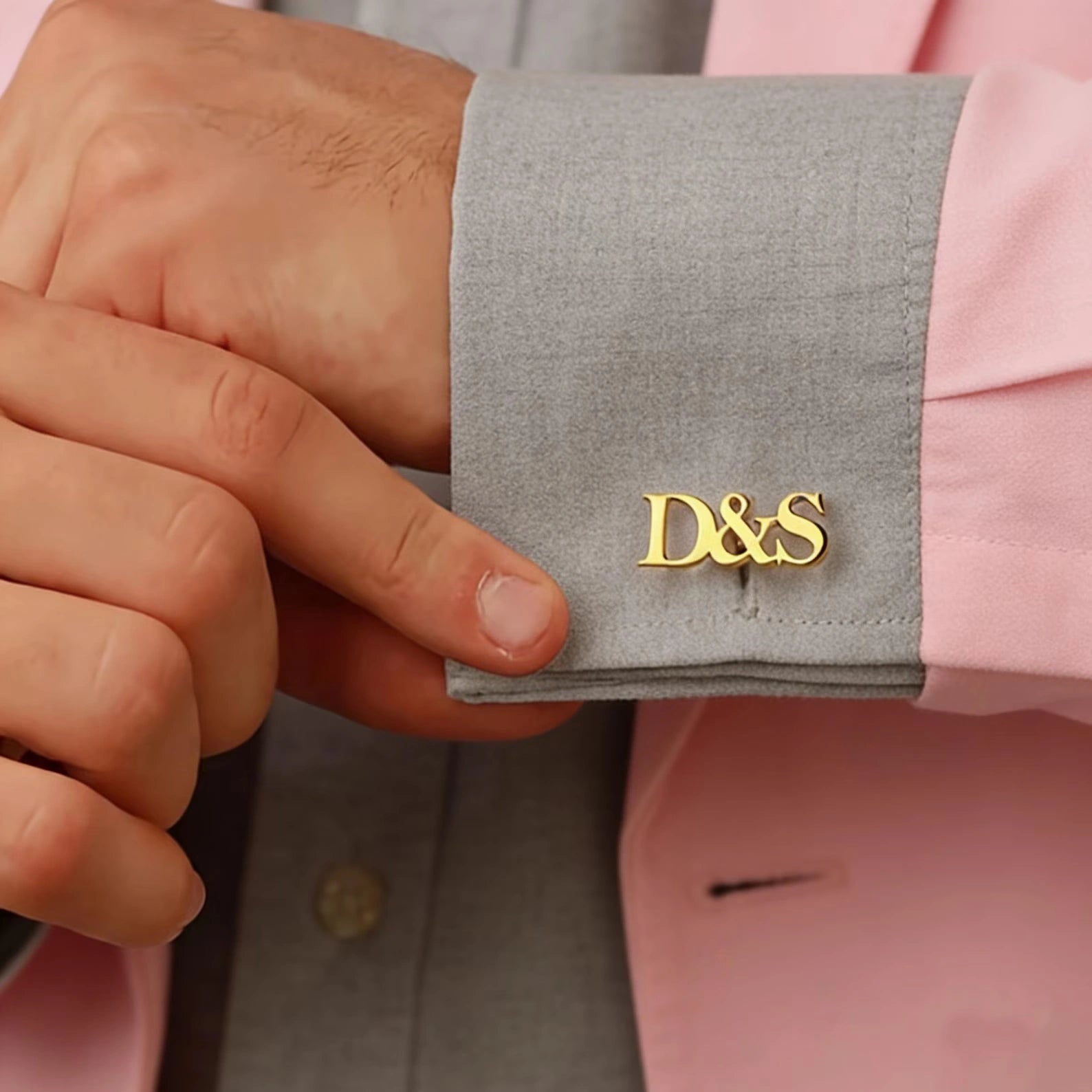Custom Couple Initial Ampersand Cufflinks - Personalized Brass Monogram Jewelry