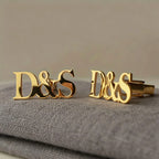 Custom Couple Initial Ampersand Cufflinks - Personalized Brass Monogram Jewelry