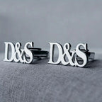 Custom Couple Initial Ampersand Cufflinks - Personalized Brass Monogram Jewelry