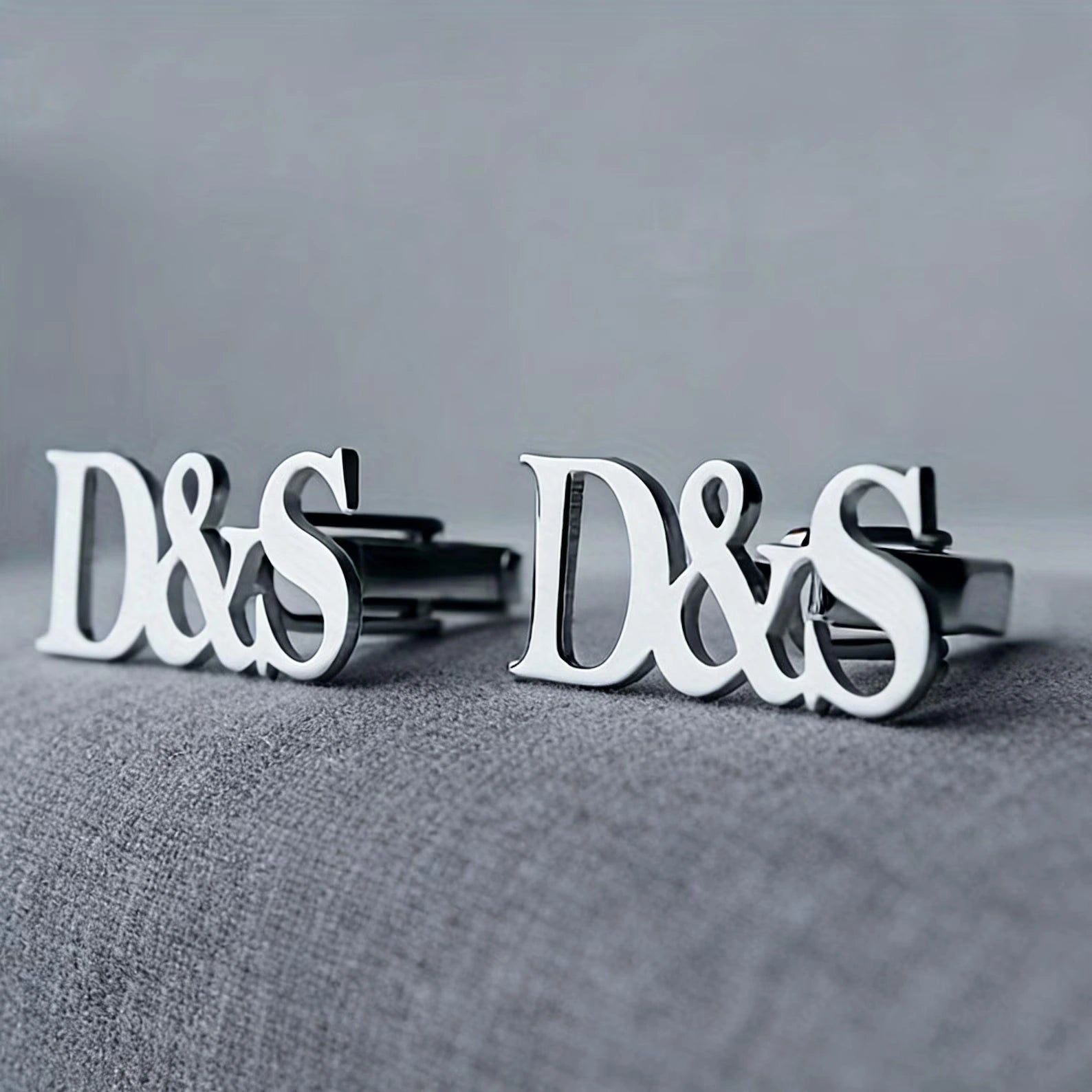Custom Couple Initial Ampersand Cufflinks - Personalized Brass Monogram Jewelry