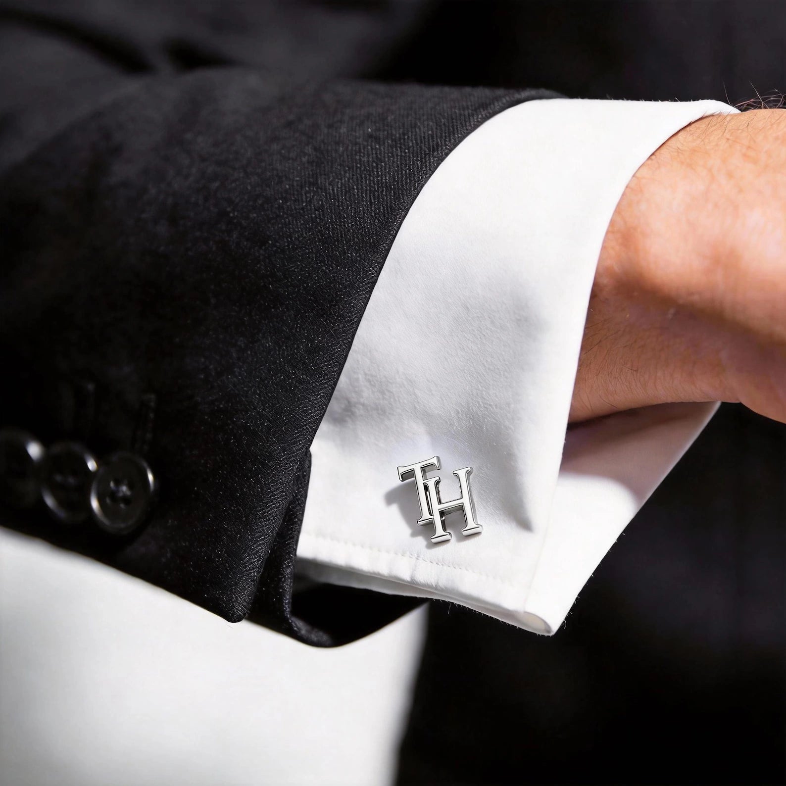 Personalized Overlapping Serif Initial Name Cufflinks - Bespoke Brass Monogram for Men