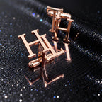 Personalized Overlapping Serif Initial Name Cufflinks - Bespoke Brass Monogram for Men