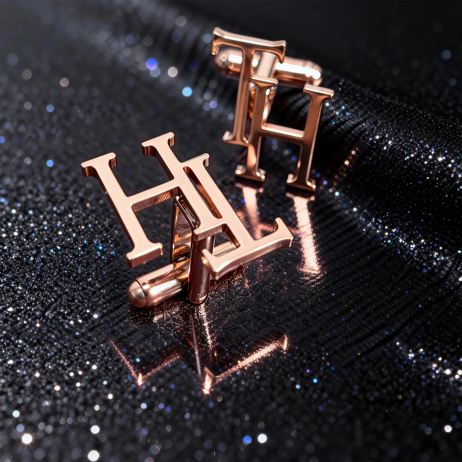 Personalized Overlapping Serif Initial Name Cufflinks - Bespoke Brass Monogram for Men