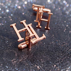 Personalized Overlapping Serif Initial Name Cufflinks - Bespoke Brass Monogram for Men