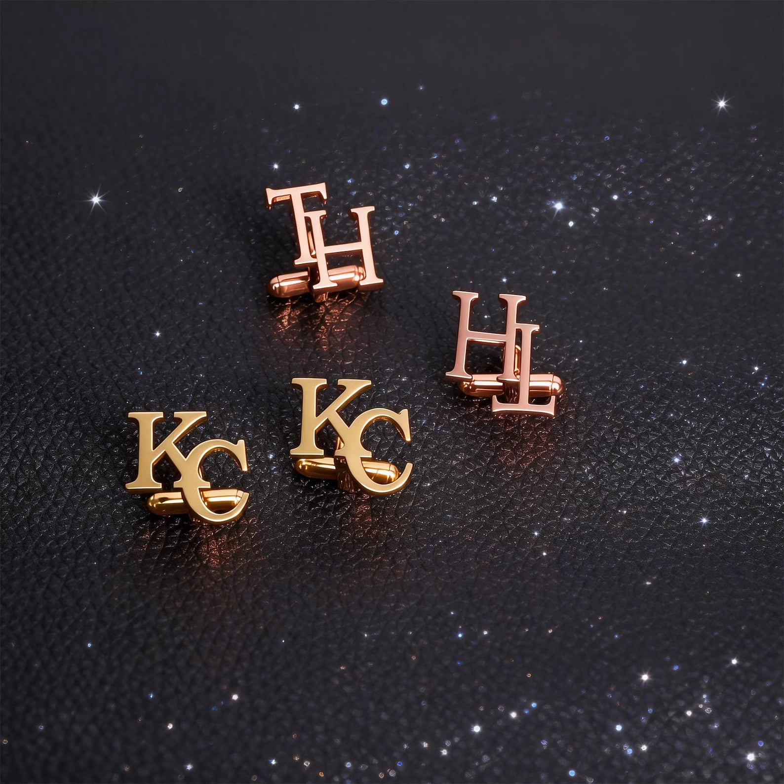 Personalized Overlapping Serif Initial Name Cufflinks - Bespoke Brass Monogram for Men