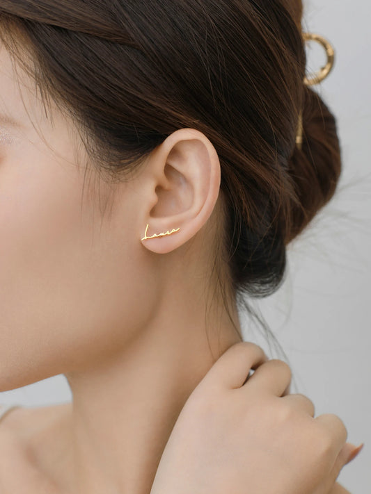 Moskai Personalized Name Stud Earrings for Women