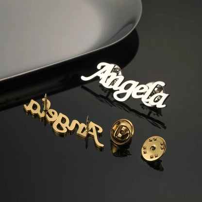 Moskai Personalized Chic Name Brooch with Button Closure