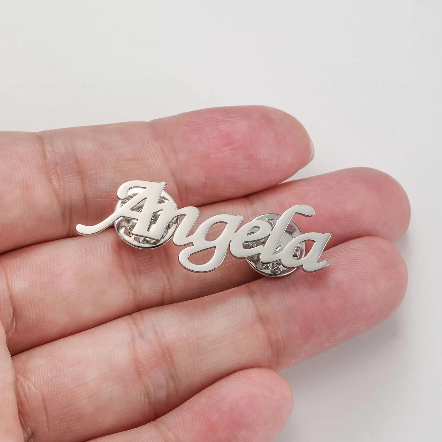 Moskai Personalized Chic Name Brooch with Button Closure