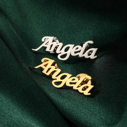 Moskai Personalized Chic Name Brooch with Button Closure