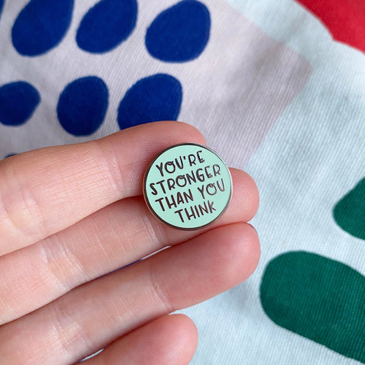 Moskai Stronger Than You Think Enamel Pin – Inspirational Silver Lapel Pin
