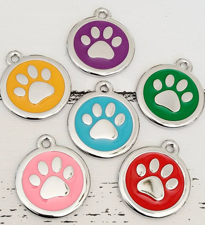 Moskai Quality Coloured Paw or Heart Pet ID Tag – Laser Engraved Dog & Cat Tag