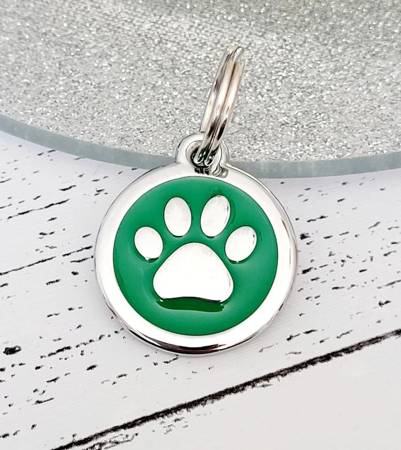 Moskai Quality Coloured Paw or Heart Pet ID Tag – Laser Engraved Dog & Cat Tag