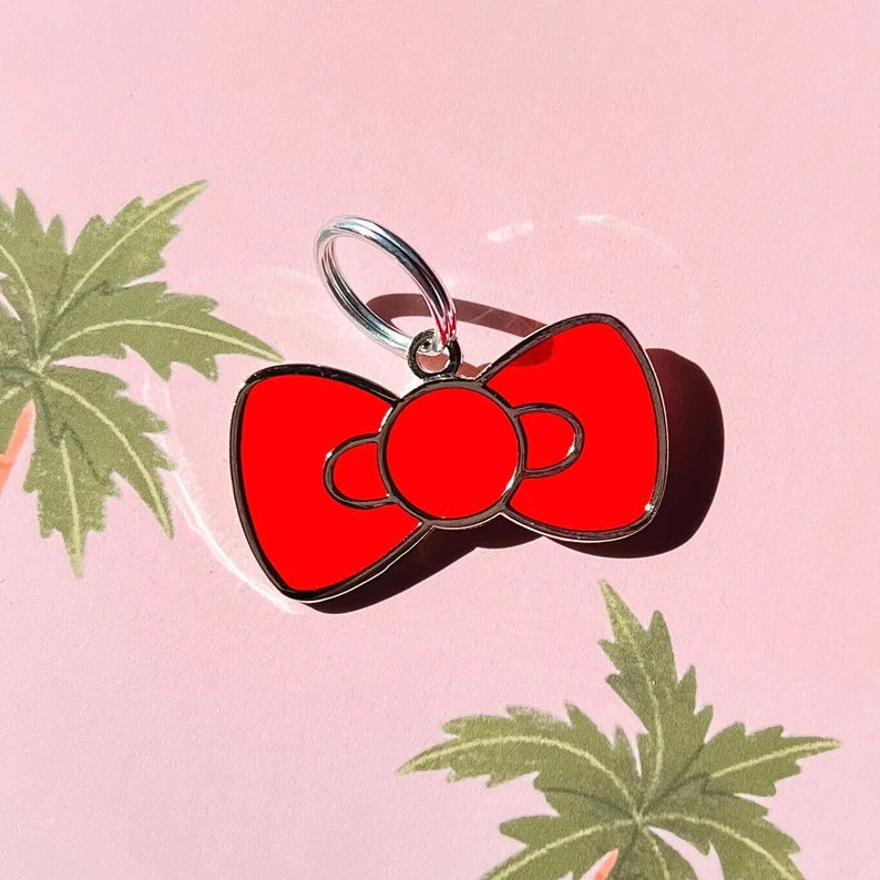 Moskai Bow Pet ID Tag – Personalized Name Tag for Puppy & Cat