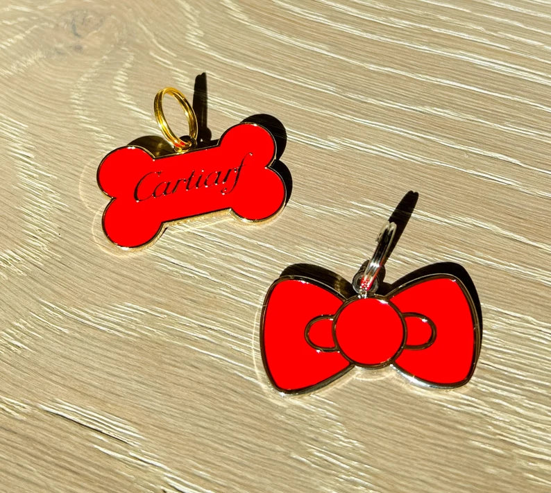 Moskai Bow Pet ID Tag – Personalized Name Tag for Puppy & Cat