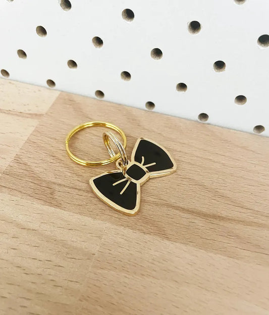 Moskai Personalized Enamel Pet ID Tag – Bow Tie Engraved Dog & Cat Tag
