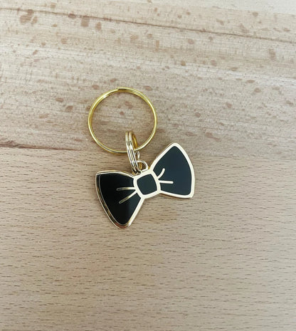 Moskai Personalized Enamel Pet ID Tag – Bow Tie Engraved Dog & Cat Tag