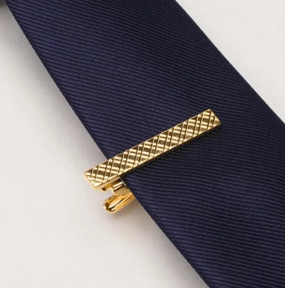 Moskai Engraved Gold Finish Tie Clip – Premium Metal Formal Tie Bar for Men