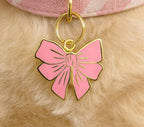 Moskai Pink Bow Enamel Pet ID Tag – Engraved Dog & Cat Name Tag