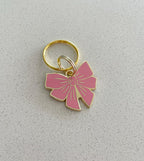 Moskai Pink Bow Enamel Pet ID Tag – Engraved Dog & Cat Name Tag